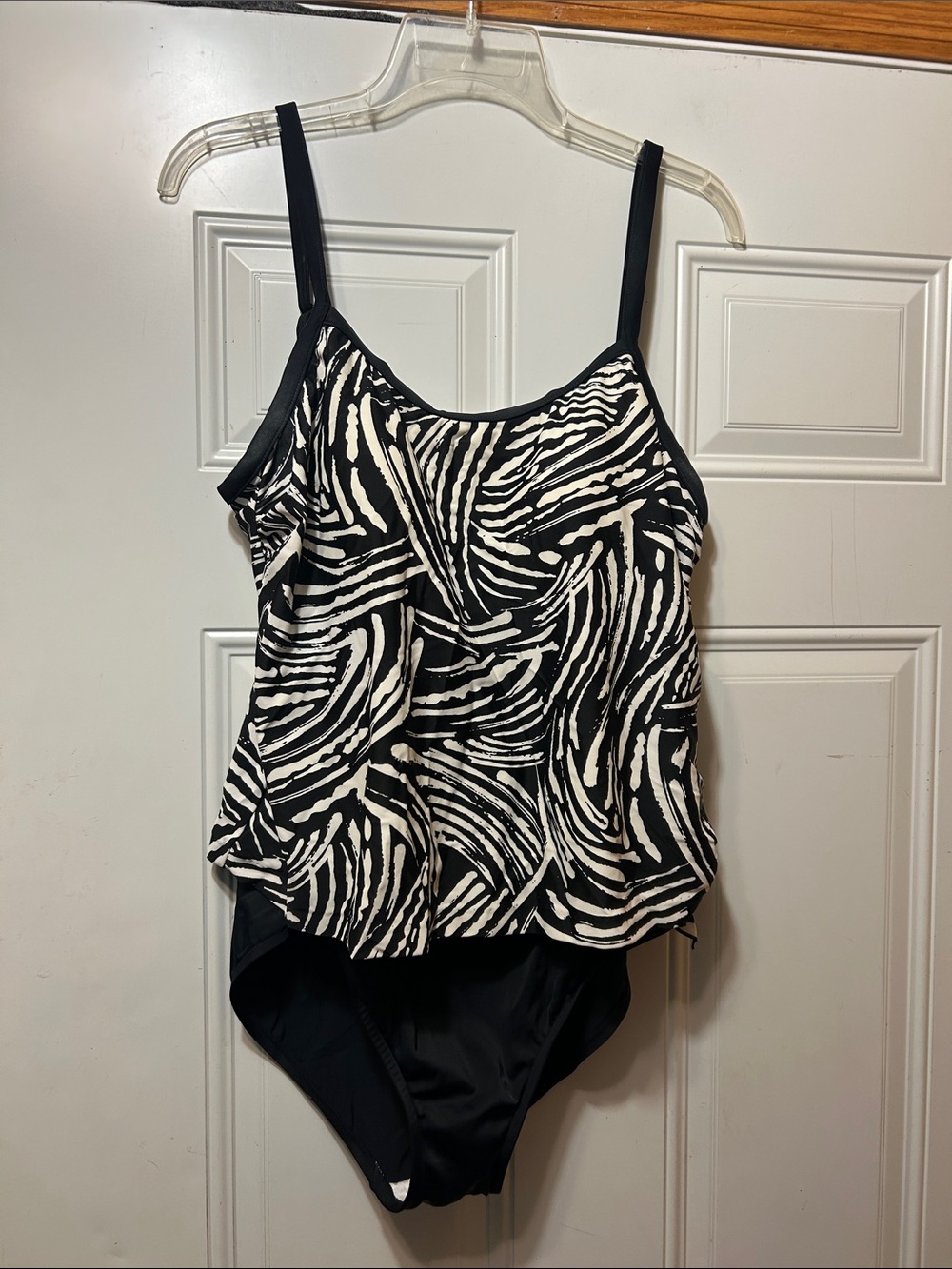 Black & White Zebra Print Swimsuit 2X